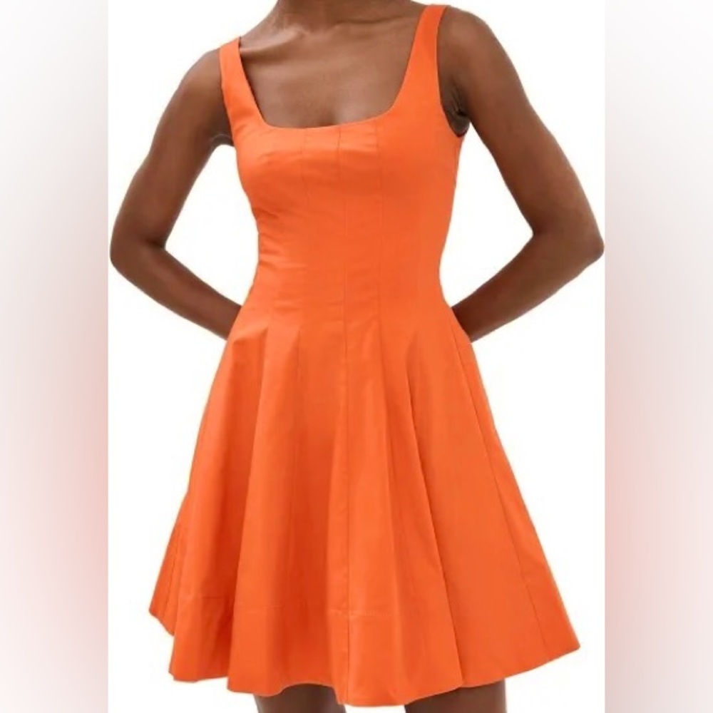 🌺🎉HP🎉🌺 NWT Staud Wells Mini Dress Tangerine